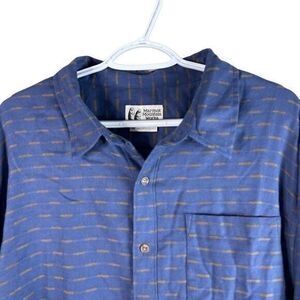 Marmot Flannel Shirt Mens L Blue‎ Geometric L/S Cotton Polyester Blend Stretch